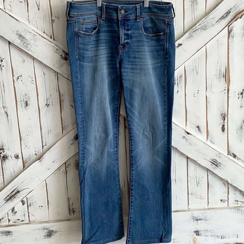 American Eagle Stretch X Kick Boot Jeans, Size 8